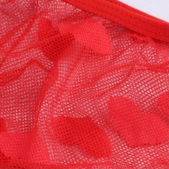 NWT Red Lingerie Intimate Lace Mesh Tube Top Sexy Hearts Love Night Ruffle - Picture 3 of 7